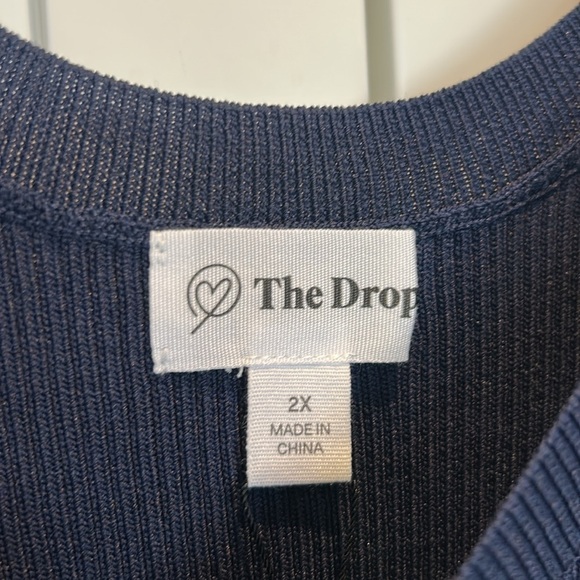 The Drop Yasmin Rib Midi Sweater Navy Tank Stretchy Slit Dress NWT Size 2X - Picture 6 of 13